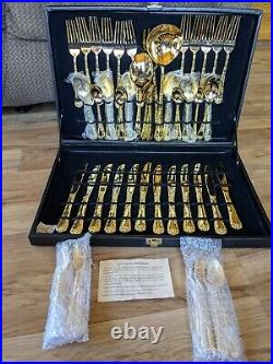 Vintage 62 Piece WM Rogers & Son Victorian Rose Gold Plated Silverware Set & Cas