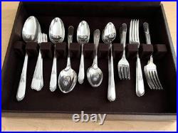 Vintage 68 Pc Wm. Rogers Devonshire Pattern Silver Plate Flatware Set withChest