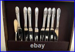 Vintage 68 Pc Wm. Rogers Devonshire Pattern Silver Plate Flatware Set withChest
