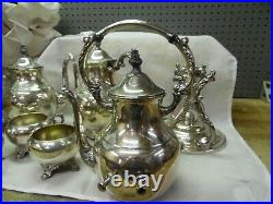 Vintage 6 piece FB ROGERS Silver Plate Tea & Coffee Serving Set / Hot Water Pot