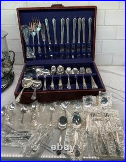 Vintage 73 Piece MeadowBrook Silver Plate Silverware set Service for 8 #706