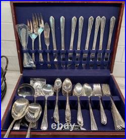 Vintage 73 Piece MeadowBrook Silver Plate Silverware set Service for 8 #706