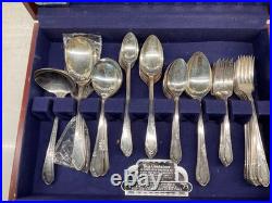 Vintage 73 Piece MeadowBrook Silver Plate Silverware set Service for 8 #706