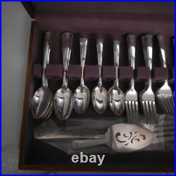Vintage 76 Piece Set Rogers Bros Reinforced Plate IS Silverware Mid Century Mod