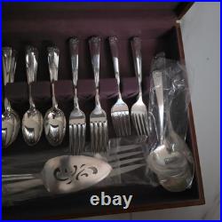 Vintage 76 Piece Set Rogers Bros Reinforced Plate IS Silverware Mid Century Mod