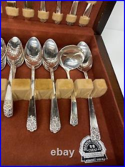 Vintage APRIL 54 Piece WM Rogers & Son Silverplate Flatware Set Spoon Knife Fork