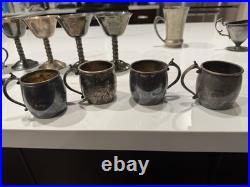 Vintage Antique Silver Plate Lot 13pc Angulo Spain Goblets F. B. Rogers Mugs