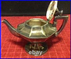 Vintage Art Deco Silver Plate Teapot Creamer Tray Sugar BSCEP Wilcox 1847 Rogers