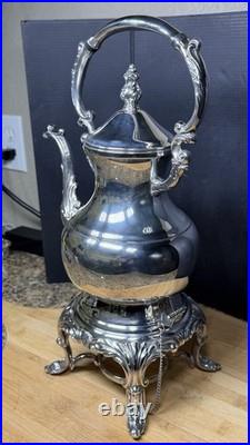 Vintage FB Rogers 1883 Silver Plate Coffee Tea Kettle Warmer Stand No Burner