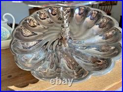 Vintage FB Rogers Co Silverplate Two Tier Scalloped Cookie/Dessert Serving Tray