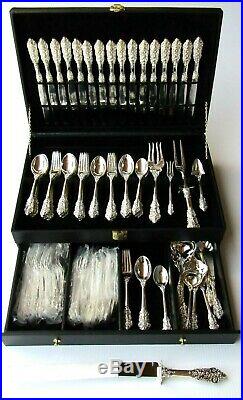 Vintage FB Rogers Grand Antique Silver Plate Flatwear 108 Piece Set for 16 NEW