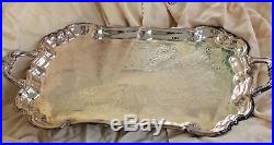 Vintage FB Rogers Silver Co. Tray Silverplate w Handles Etched Center Medallion