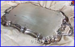 Vintage FB Rogers Silver Co. Tray Silverplate w Handles Etched Center Medallion