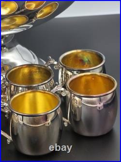 Vintage FB Rogers Silver Plated Victorian Style Punch Bowl Set with 8 Cups