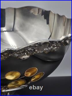 Vintage FB Rogers Silver Plated Victorian Style Punch Bowl Set with 8 Cups