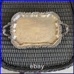 Vintage FB Rogers Silverplated Tea Tray, Lady Margaret Butlers Tray, 24 x 18