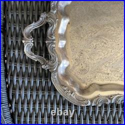 Vintage FB Rogers Silverplated Tea Tray, Lady Margaret Butlers Tray, 24 x 18