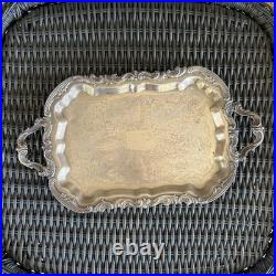Vintage FB Rogers Silverplated Tea Tray, Lady Margaret Butlers Tray, 24 x 18