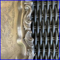 Vintage FB Rogers Silverplated Tea Tray, Lady Margaret Butlers Tray, 24 x 18