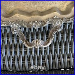 Vintage FB Rogers Silverplated Tea Tray, Lady Margaret Butlers Tray, 24 x 18