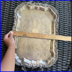 Vintage FB Rogers Silverplated Tea Tray, Lady Margaret Butlers Tray, 24 x 18