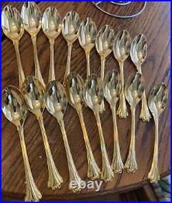 Vintage FB Rogers gold plate with box 87 piece American Chippendale Pattern