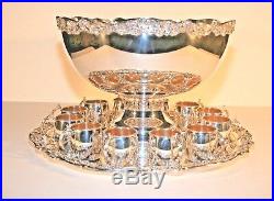 Vintage F. B. ROGERS SILVER CO. PUNCH BOWL SET Silverplate