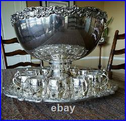 Vintage F. B. ROGERS SILVER CO. PUNCH BOWL SET Silverplate