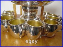 Vintage F. B. Rogers Silver Co. Punch Bowl Set 9 Cups Silverplate # 1883