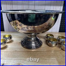 Vintage F. B. Rogers Silver Co. Punch Bowl Silverplate Set with12 Silverplate cups