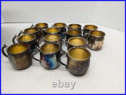 Vintage F. B. Rogers Silver Co. Punch Bowl Silverplate Set with14 Silverplate Cups