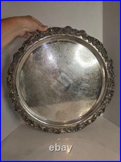 Vintage F. B. Rogers Silver Plate Punch Bowl, Serv Tray & 10 Cups BEAUTIFUL! EUC