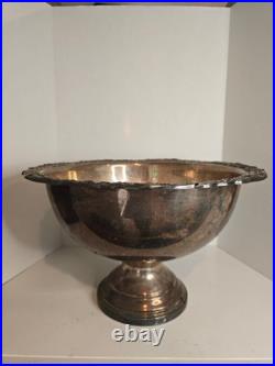 Vintage F. B. Rogers Silver Plate Punch Bowl, Serv Tray & 10 Cups BEAUTIFUL! EUC