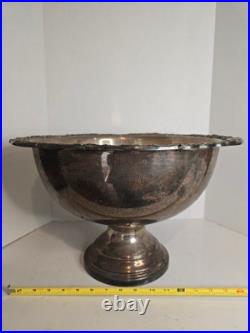 Vintage F. B. Rogers Silver Plate Punch Bowl, Serv Tray & 10 Cups BEAUTIFUL! EUC