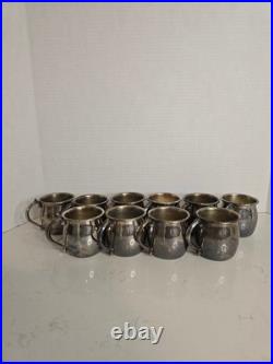 Vintage F. B. Rogers Silver Plate Punch Bowl, Serv Tray & 10 Cups BEAUTIFUL! EUC