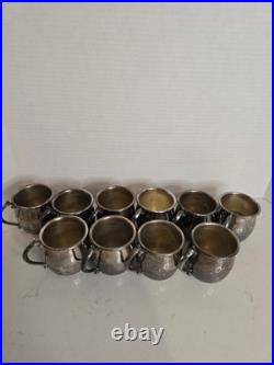 Vintage F. B. Rogers Silver Plate Punch Bowl, Serv Tray & 10 Cups BEAUTIFUL! EUC
