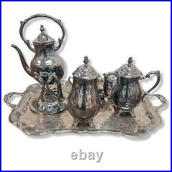 Vintage Fb Rogers Silver Plate Coffee/tea Set Gorgeous? Ornate Tray Pot Sugar