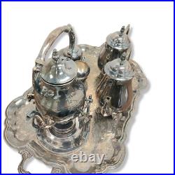 Vintage Fb Rogers Silver Plate Coffee/tea Set Gorgeous? Ornate Tray Pot Sugar Vintage Fb Rogers Silver Plate Coffee/tea Set Gorgeous? Ornate Tray Pot Sugar