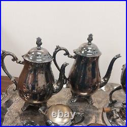 Vintage Fb Rogers Silver Plate Coffee/tea Set Gorgeous? Ornate Tray Pot Sugar