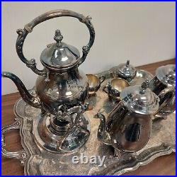 Vintage Fb Rogers Silver Plate Coffee/tea Set Gorgeous? Ornate Tray Pot Sugar