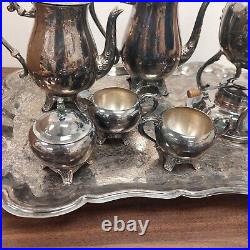 Vintage Fb Rogers Silver Plate Coffee/tea Set Gorgeous? Ornate Tray Pot Sugar