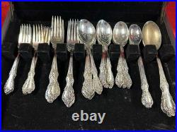 Vintage Grand Elegance Wm Rogers Mfg Co 8 Settings Silverplate Flatware With Chest Vintage Grand Elegance Wm Rogers Mfg Co 8 Settings Silverplate Flatware With Chest