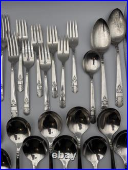 Vintage HARMONY William A. Rogers Silver-plated Silverware Set of 50
