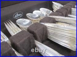 Vintage IS Silver Plated 104 pcs Rogers & Bro Exquisite Silverware & Wooden Box