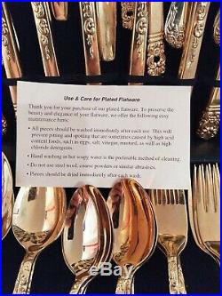 Vintage Lot of 108 piece 1881 Rogers Silverware gold plated Oneida China case BG