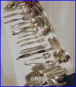 Vintage MCM Silverplate Flatware 125 pc Set 1847 Rogers Bros. Flair c1956