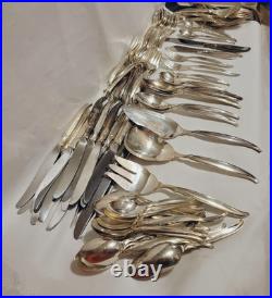 Vintage MCM Silverplate Flatware 125 pc Set 1847 Rogers Bros. Flair c1956