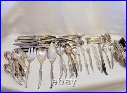 Vintage MCM Silverplate Flatware 125 pc Set 1847 Rogers Bros. Flair c1956