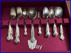 Vintage Magnolia Original WM Rogers Extra Plate Silverware & Case