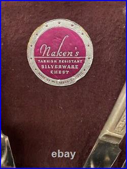 Vintage Naken Silverware Chest & WM. A. Rogers Oneida 54 Piece Silverware Set